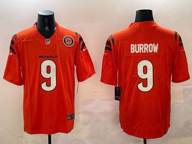 Men Cincinnati Bengals #9 Burrow Orange Second generation 2024 Nike Limited NFL Jersey style 2->cincinnati bengals->NFL Jersey
